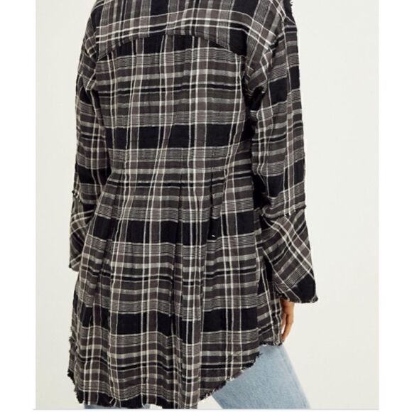 Free People Mary Anne Plaid Buttondown Tunic Size M/ Pristine - Picture 2 of 7